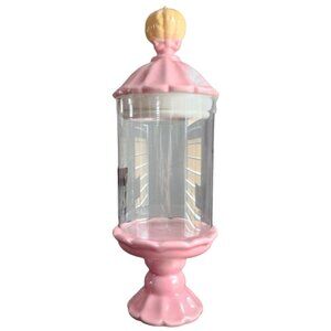 Cobwebs and Cauldrons Pink Halloween Ceramic & Glass Jar Pedestal, Pumpkin